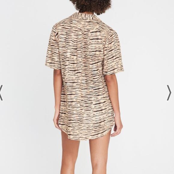 Faithfull The Brand Charlita Tiger Linen Shirt Dress In Wyldie Animal Small - Picture 7 of 8